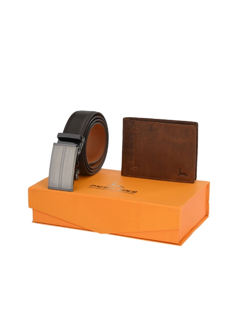 

Pacific Gold Men Brown Belt & Wallet Accessory Gift Set