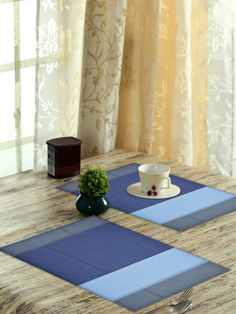 

OBSESSIONS Set of 6 Blue & Grey Colourblocked Vinyl Maze Dining Table Mat