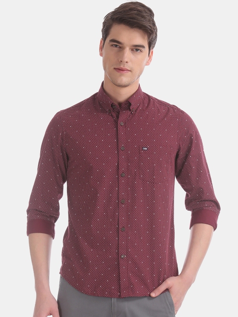 

Arrow Sport Men Burgundy & Grey Slim Fit Printed Casual Shirt
