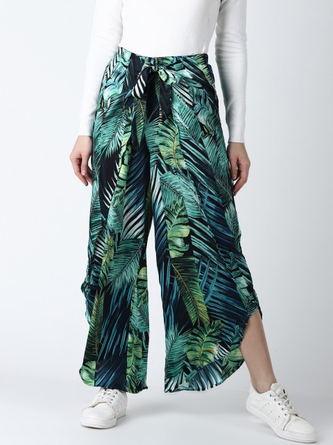 

Deal Jeans Women Black & Green Printed Wide Leg Palazzos