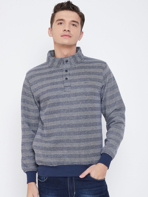 

Okane Men Navy Blue & Grey Striped Pullover Sweatshirt
