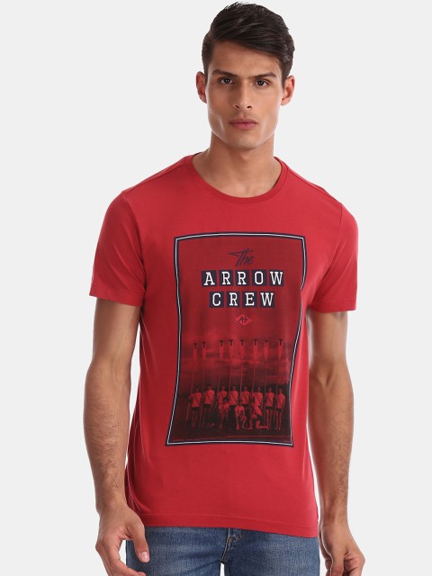 

Arrow Sport Men Red Printed Round Neck T-shirt