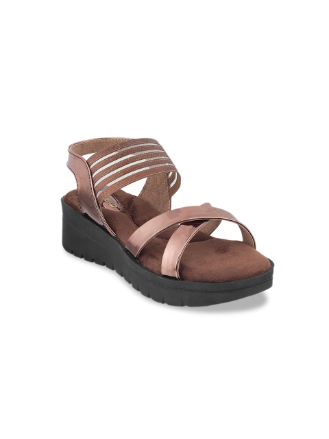

SOLE HEAD Women Rose Gold & Brown Solid Sandals