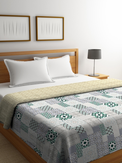 

Portico New York Green & Grey Abstract AC Room 210 GSM Double Bed Comforter