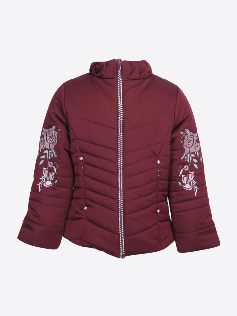 

CUTECUMBER Girls Maroon & Pink Solid Puffer Jacket
