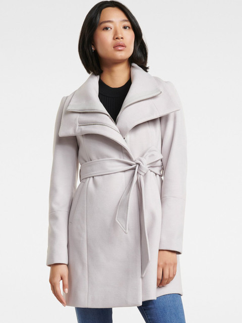

Forever New Women Grey Solid Longline Petite Penelope Wrap Coat