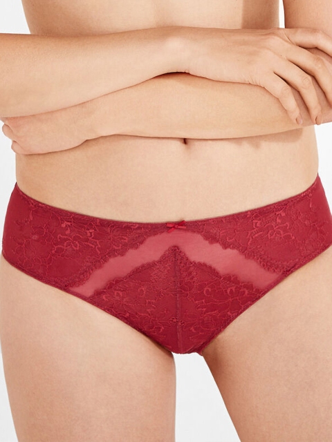 

WOMENSECRET Women Red Solid Low-Rise Lace Bikini Briefs 4214498