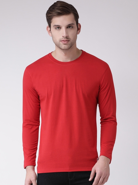 

GRIFFEL Men Red Solid Round Neck T-shirt