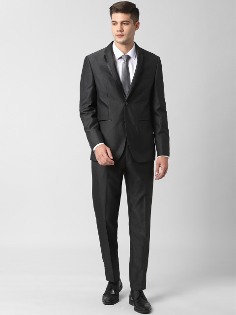 

Peter England Men Grey Self-Design Single-Breasted Slim-Fit Suit