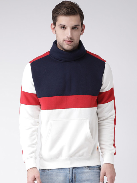 

Club York Men Off-White & Blue Colourblocked Sweatshirt