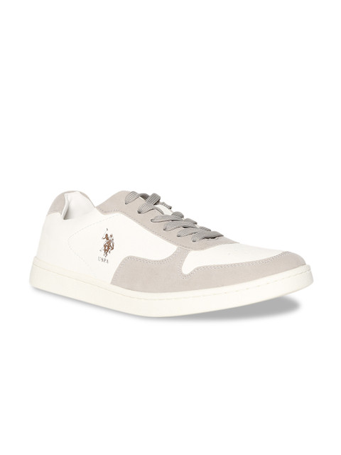 

U.S. Polo Assn. Men White & Grey Colourblocked Sneakers