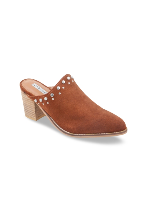 

London Rag Women Tan Brown Embellished Block Heels