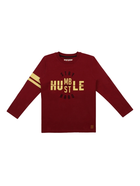 

Lil Tomatoes Boys Maroon & Yellow Printed Sweatshirt