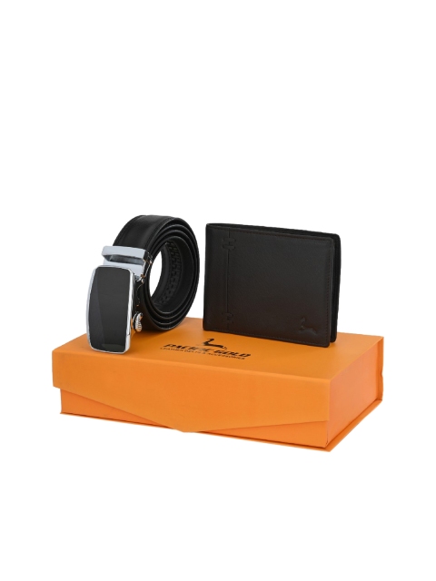 

Pacific Gold Men Black Belt & Wallet Accessory Gift Set
