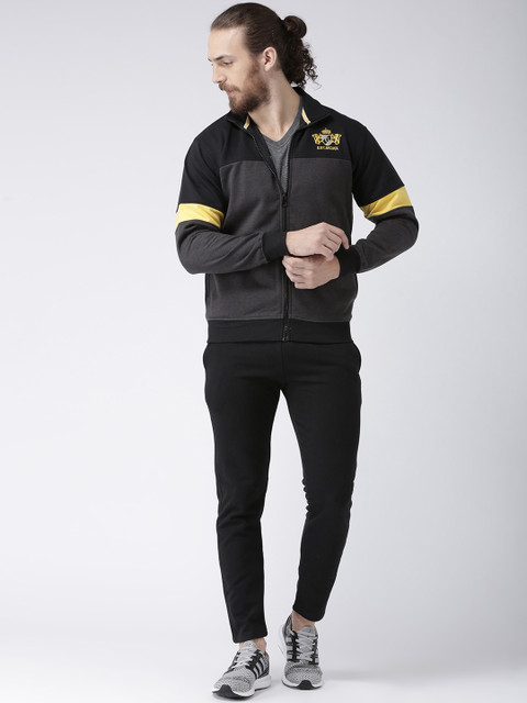 

GRIFFEL Men Black & Grey Colour-blocked Tracksuit