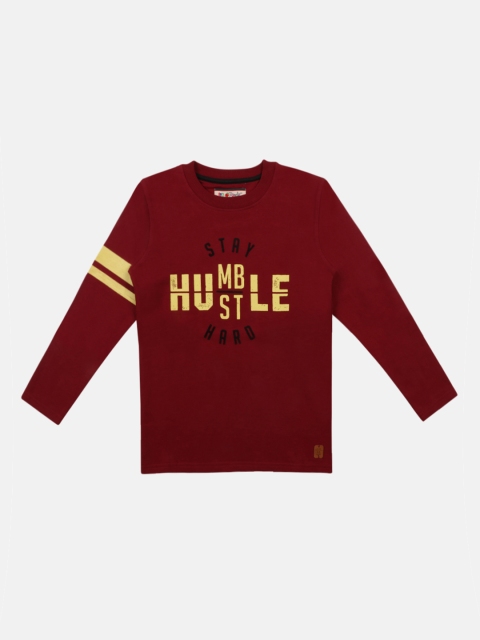 

Lil Tomatoes Boys Maroon & Yellow Printed Sweatshirt