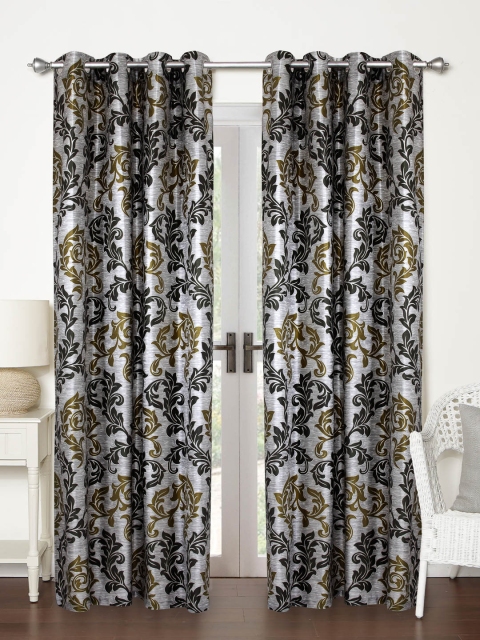 

Home Sizzler Grey & Green Set of 2 Printed Long Door Curtains