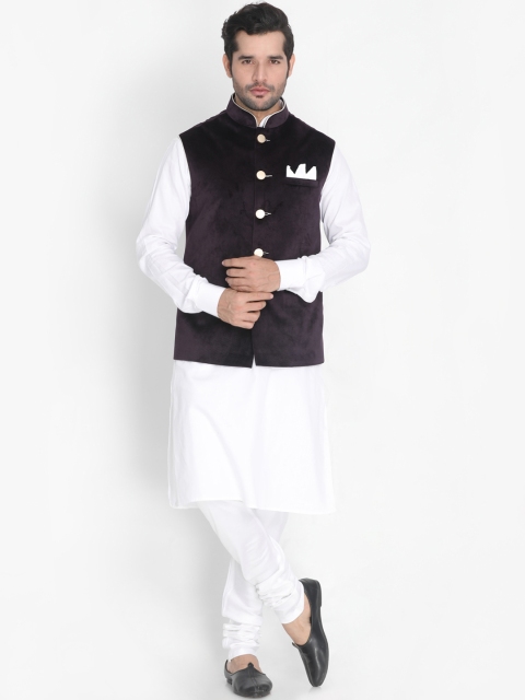 

VASTRAMAY Men White Solid Kurta Set
