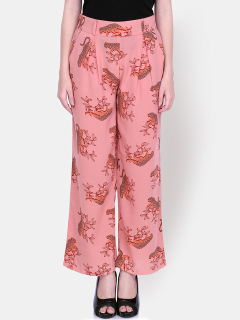

Yaadleen Women Peach-Coloured Printed Straight Palazzos