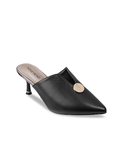 

SOLE HEAD Women Black Solid Mules
