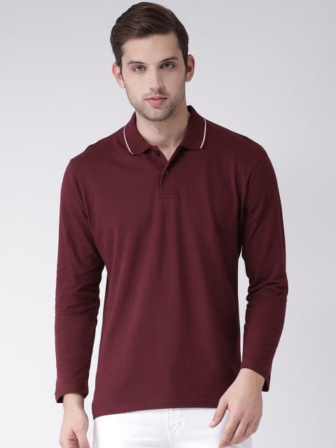 

GRIFFEL Men Maroon Colourblocked Polo Collar T-shirt