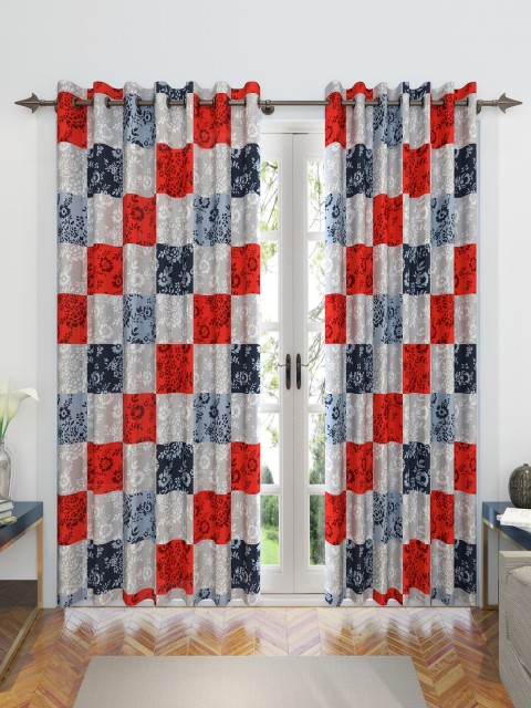 

Divine Casa Red & Blue Set of 2 Door Curtains