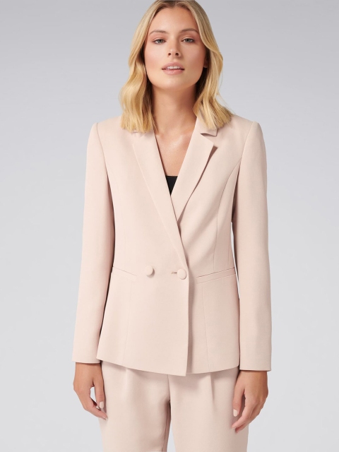 

Forever New Women Nude-Coloured Solid Single-Breasted Formal Blazer