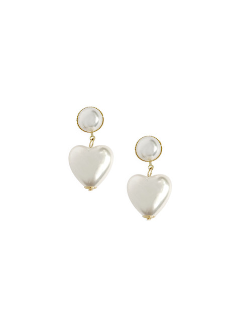 

Foxy Sperks White & Gold-Plated Heart Shaped Drop Earrings
