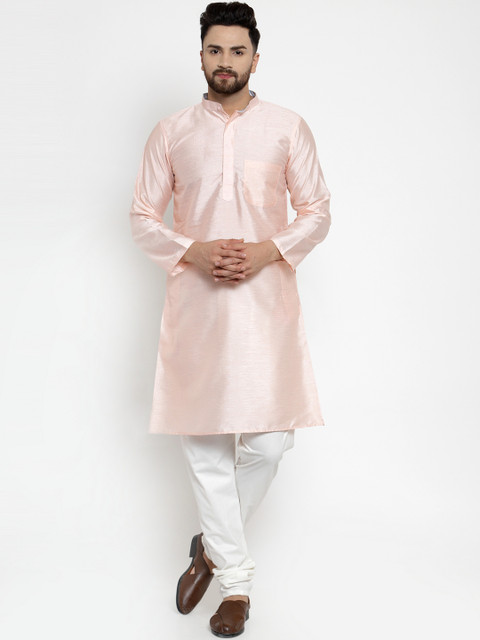 

NEUDIS Men Pink Solid Straight Kurta