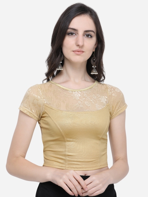 

Janasya Women Gold-Toned Solid Saree Blouse