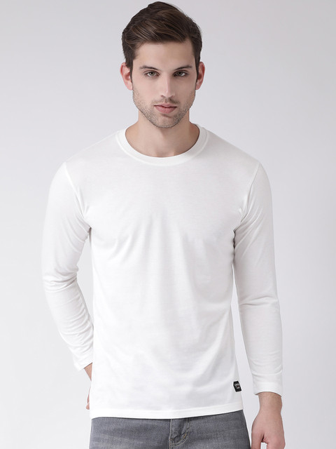 

GRIFFEL Men White Solid Round Neck T-shirt
