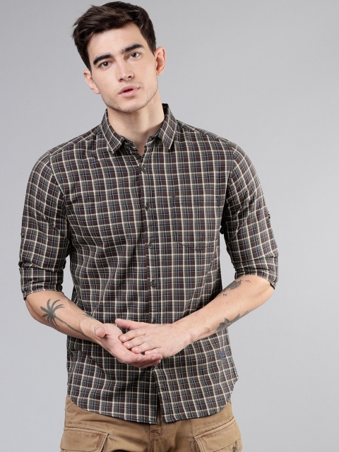 

Ecko Unltd Men Brown & White Slim Fit Checked Casual Shirt