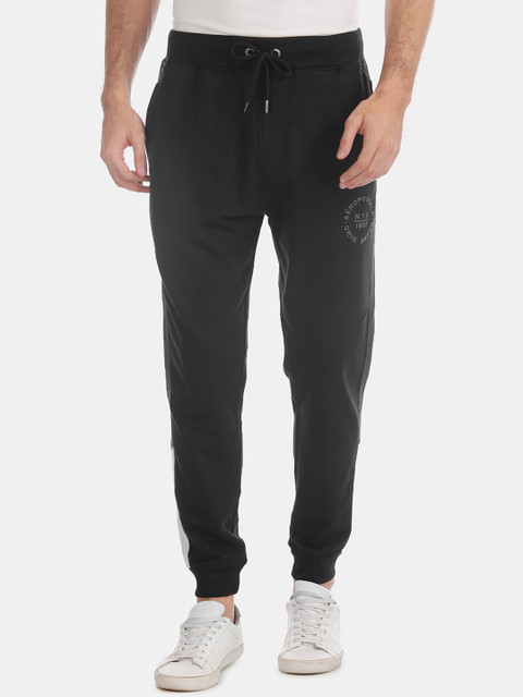

Aeropostale Men Black & Grey Regular Fit Solid Joggers