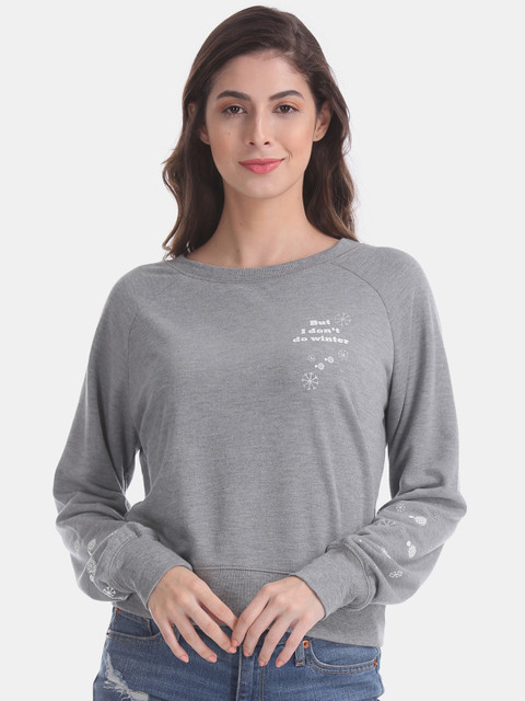

Aeropostale Women Grey Solid Sweatshirt
