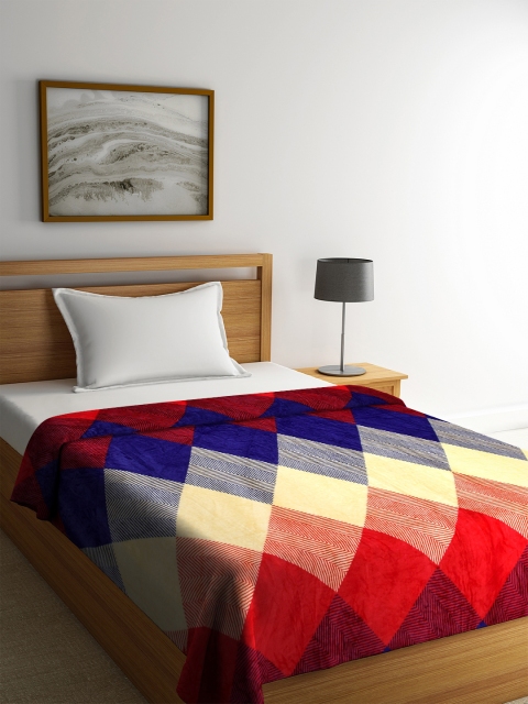

Portico New York Multicoloured Checked AC Room 350 GSM Single Bed Blanket, Multi