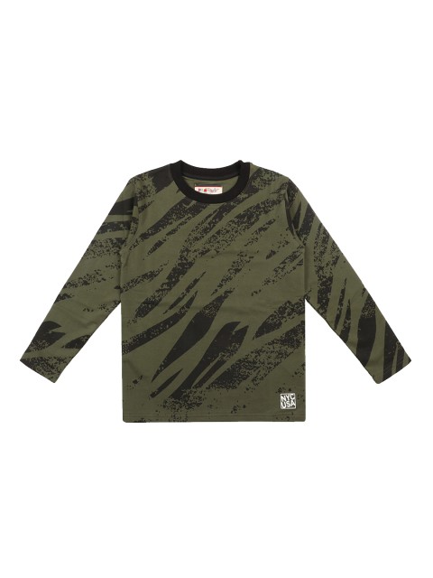 

Lil Tomatoes Boys Olive Green & Brown Printed Sweatshirt