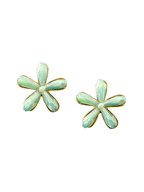 

Foxy Sperks Green Gold Plated Floral Studs