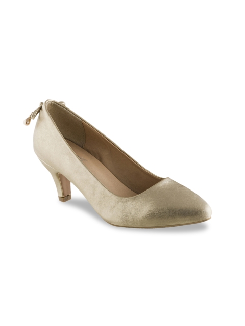 

Sherrif Shoes Women Gold-Toned Solid Pumps