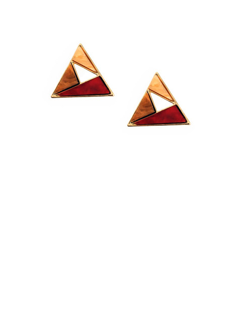 

Foxy Sperks Red & Gold-Toned Triangular Studs