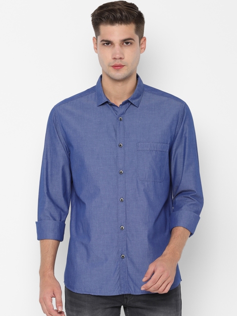

People Men Blue Regular Fit Solid Casual Shirt