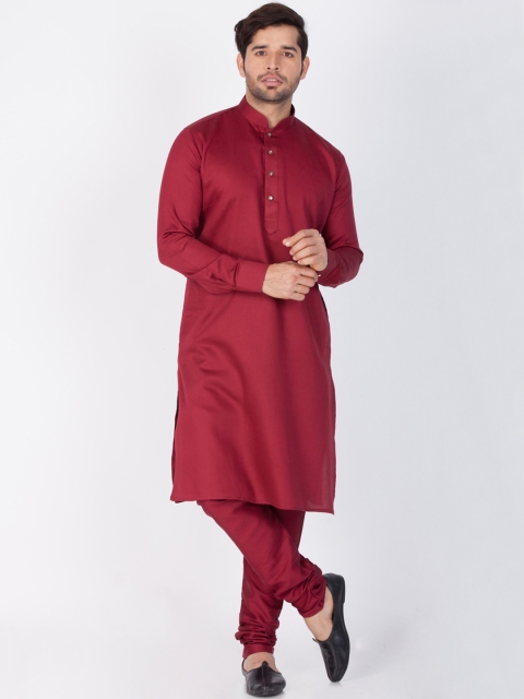 

VASTRAMAY Men Maroon Solid Kurta with Pyjamas