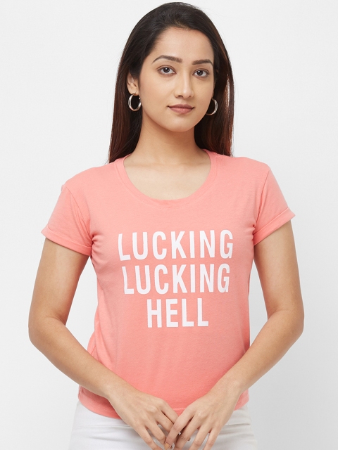 

Imagica Women Pink Printed Round Neck T-shirt