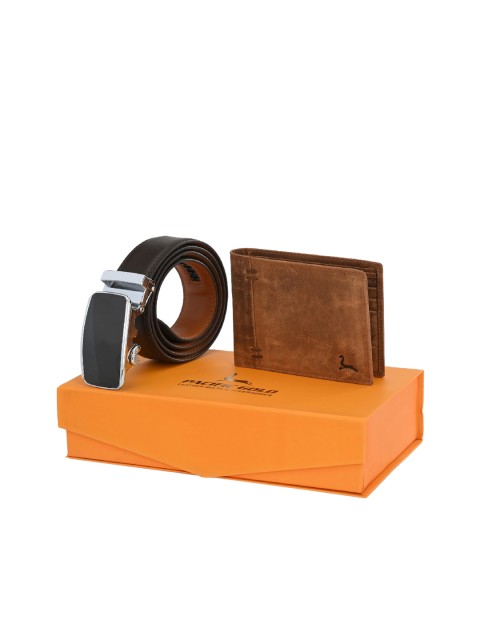 

Pacific Gold Men Brown Belt & Wallet Accessory Gift Set