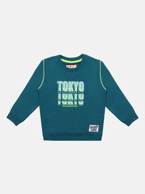 

Lil Tomatoes Boys Teal Green Printed Sweatshirt