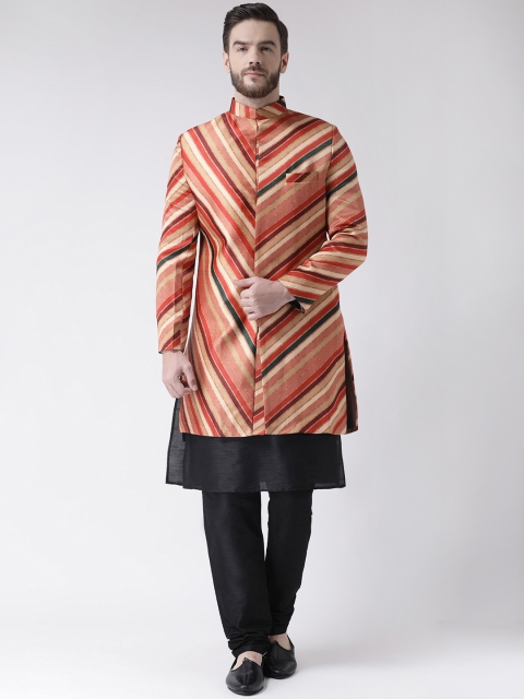 

Hangup Men Orange & Brown Printed Sherwani Set