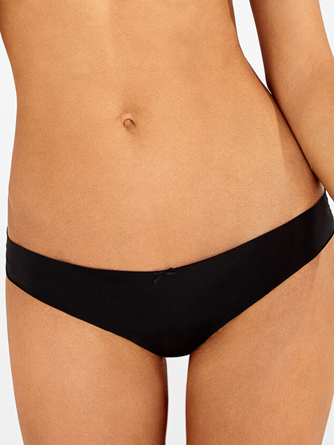 

WOMENSECRET Women Black Solid Low-Rise Bikini Briefs 8324816