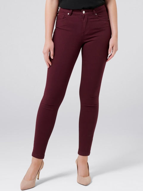 

Forever New Women Maroon Skinny Fit Mid-Rise Clean Look Stretchable Jeans