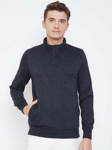 Okane Men Blue Checked Sweatshirt