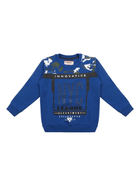 

Lil Tomatoes Boys Blue & Black Printed Sweatshirt
