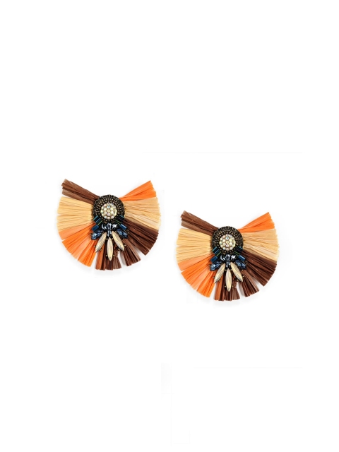 

Foxy Sperks Beige & Brown Crescent Shaped Drop Earrings